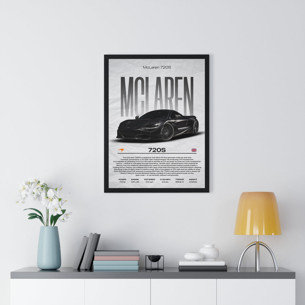 Black McLaren 720S Framed Graphic Poster