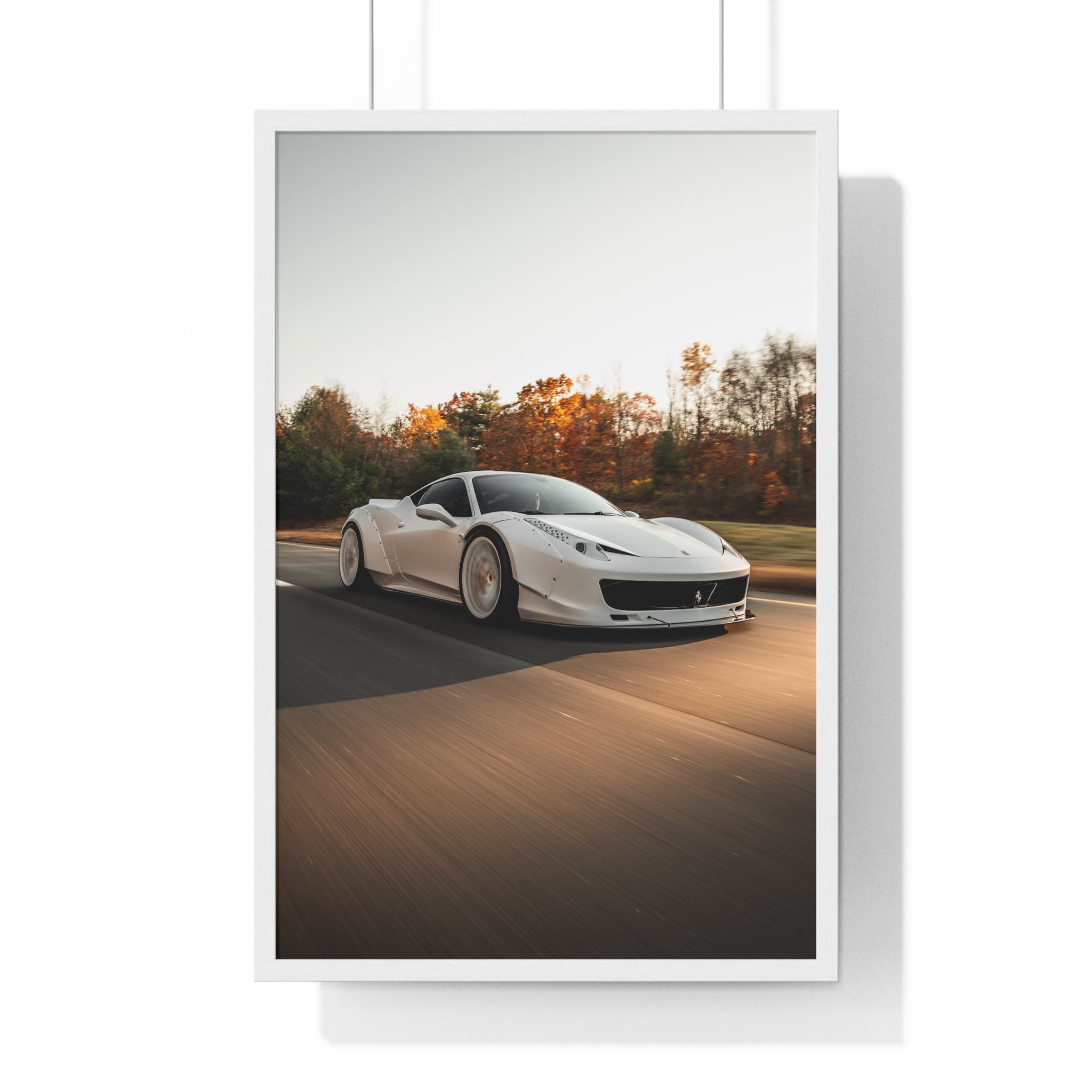 White LBWK Ferrari 458 Framed Poster