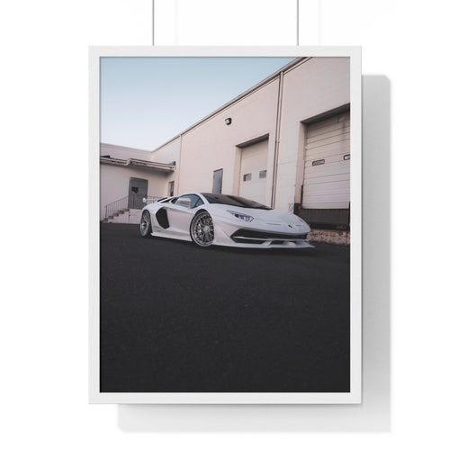 All White Lamborghini Aventador SVJ Framed Poster