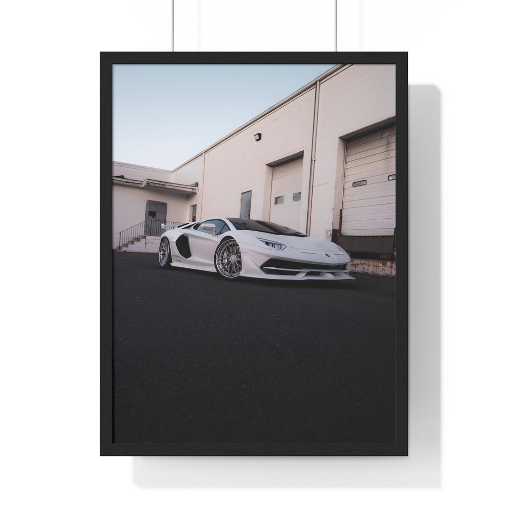 All White Lamborghini Aventador SVJ Framed Poster