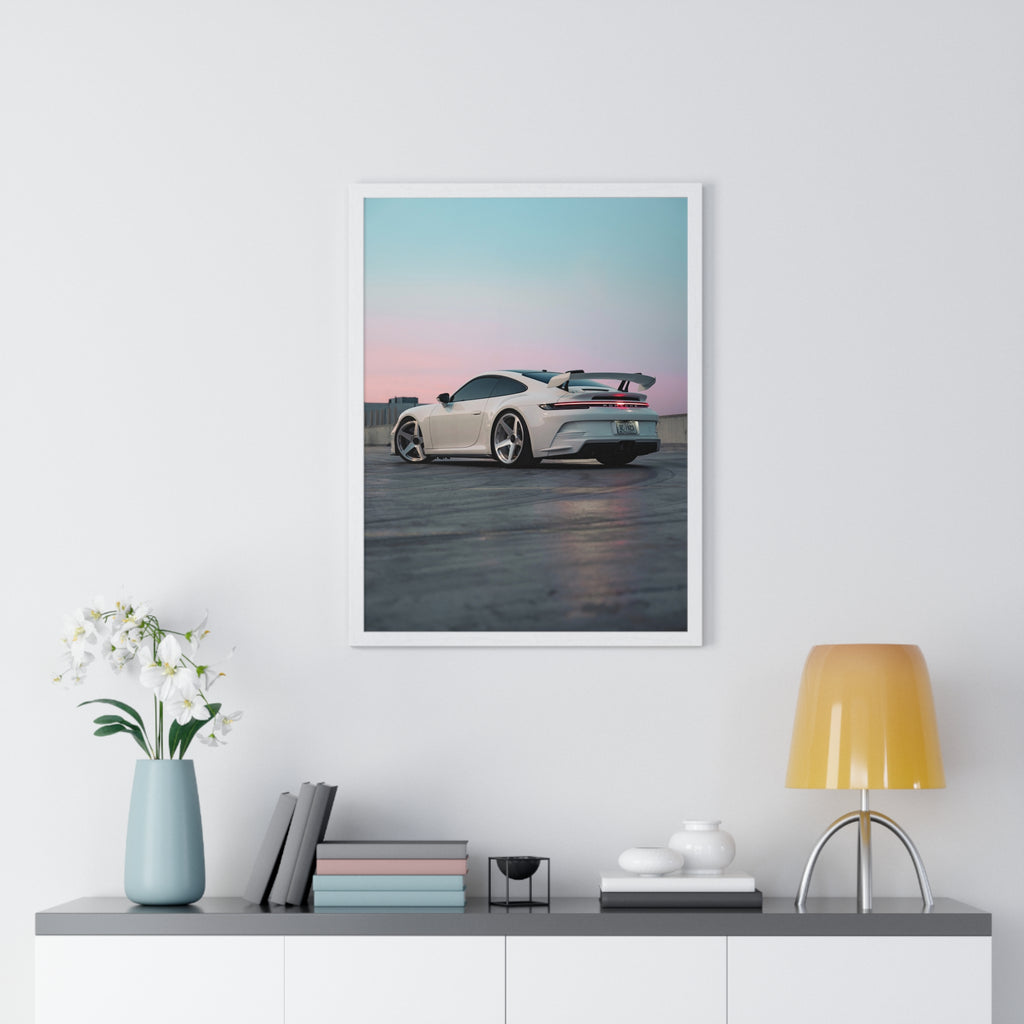 White 992 Porsche 911 GT3 Framed Poster
