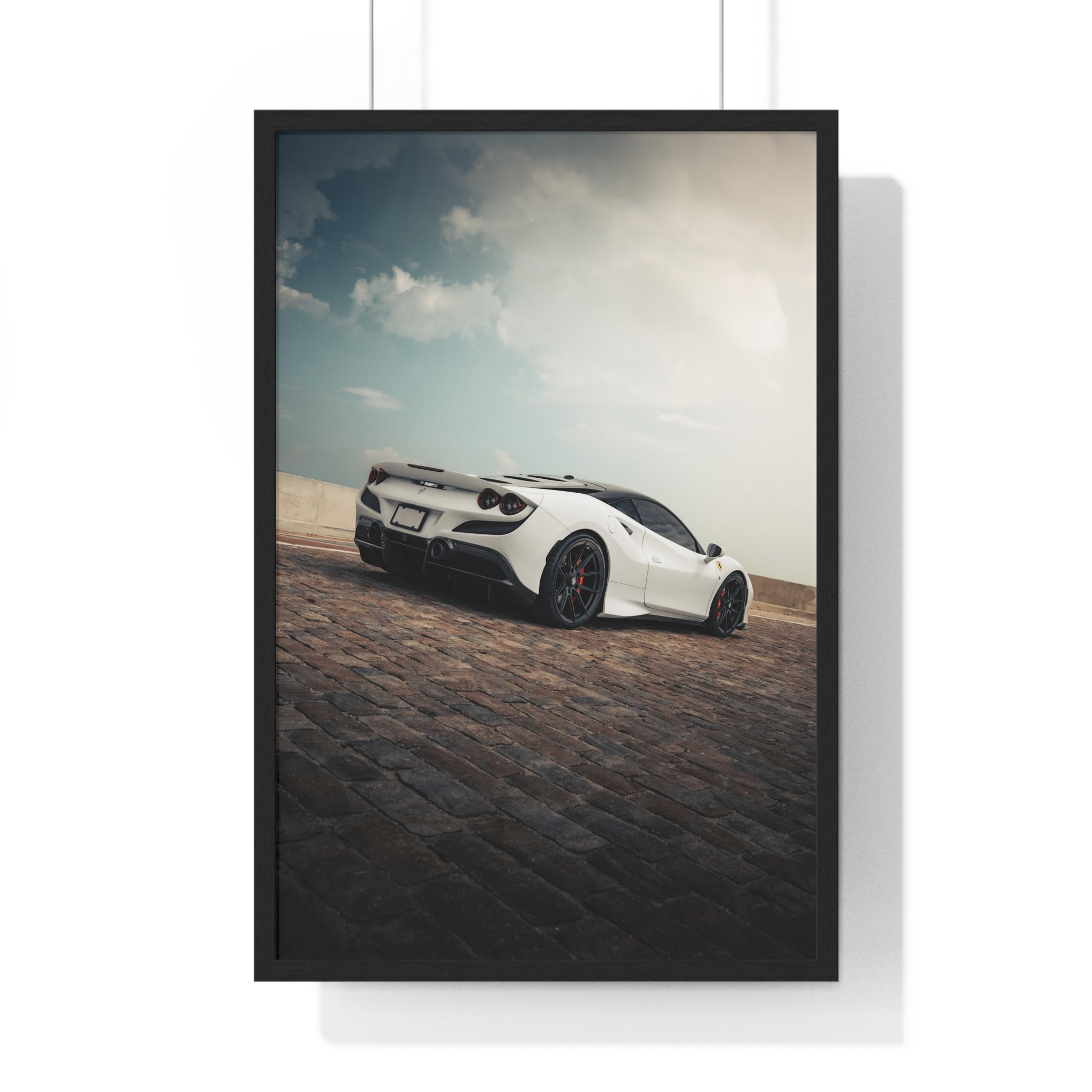 White Ferrari F8 Framed Poster