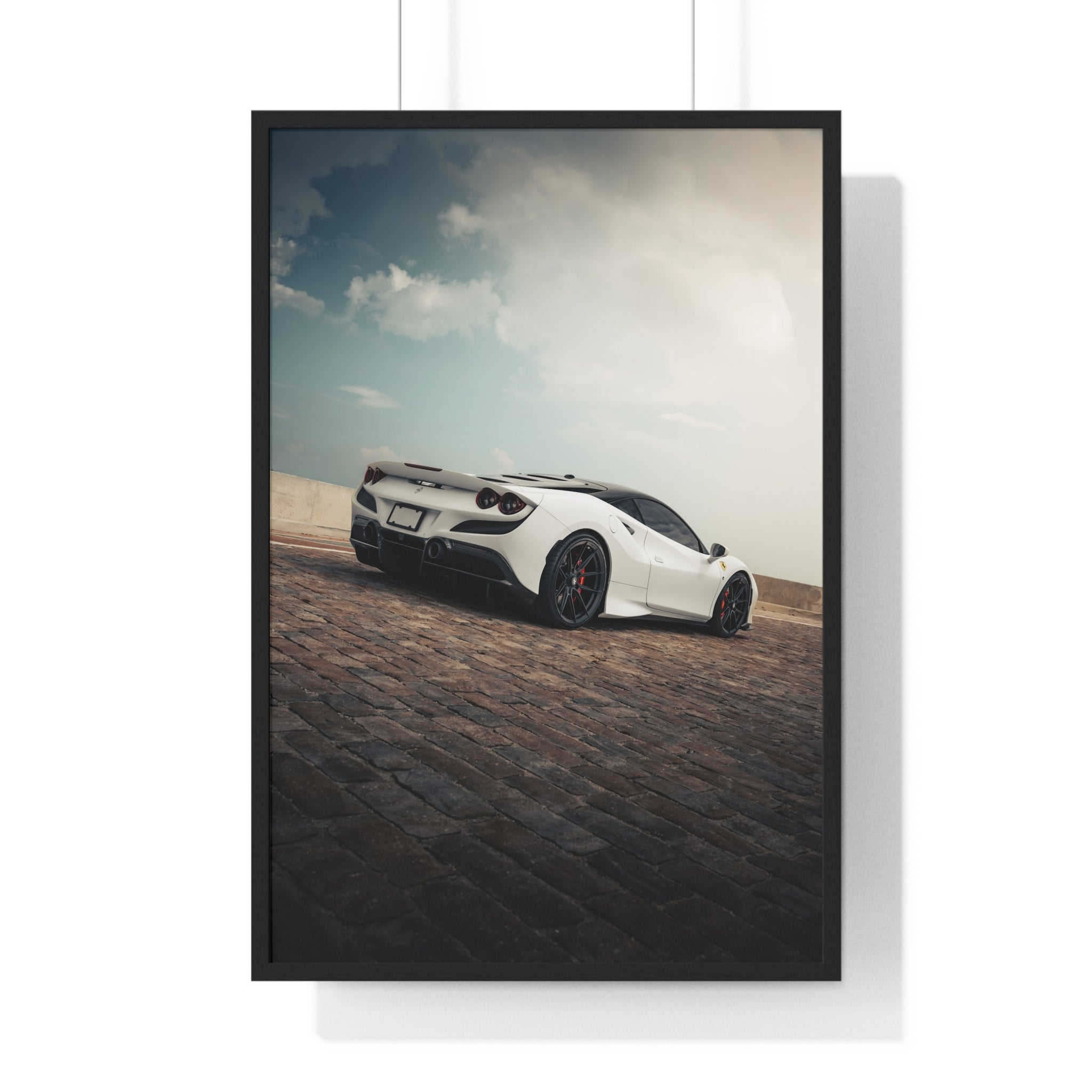 White Ferrari F8 Framed Poster