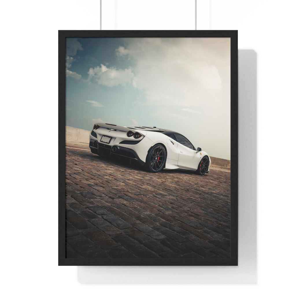 White Ferrari F8 Framed Poster