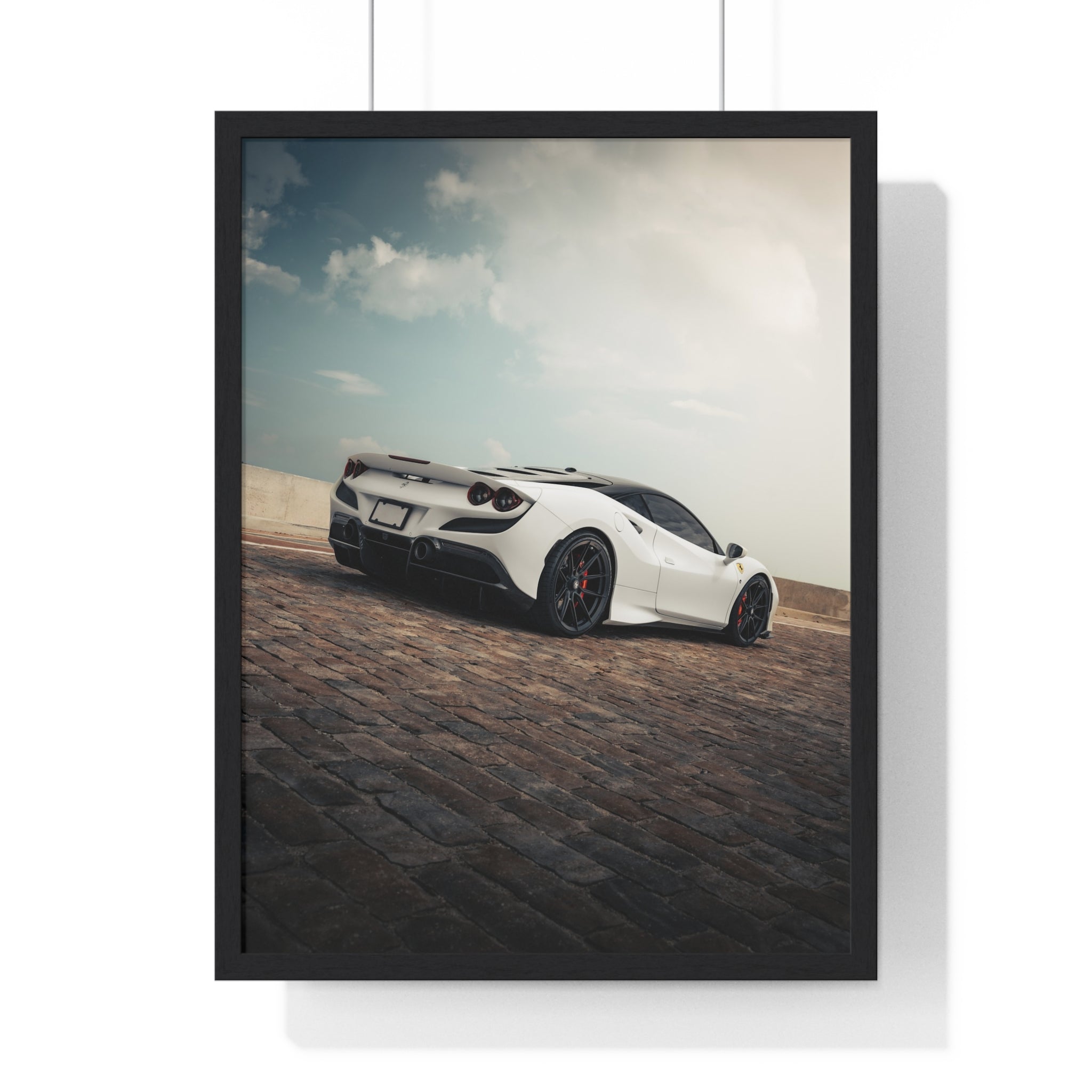 White Ferrari F8 Framed Poster