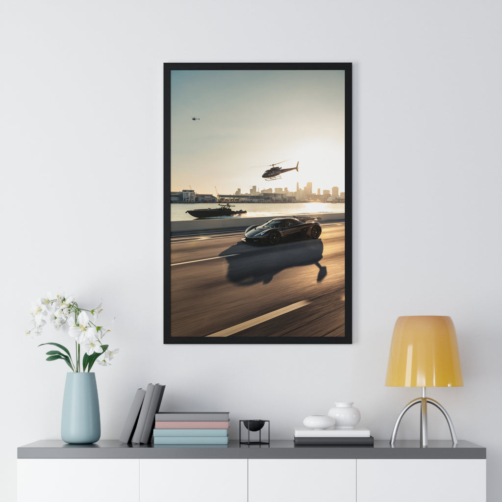 Jesko Yacht Hellicopter Framed Poster