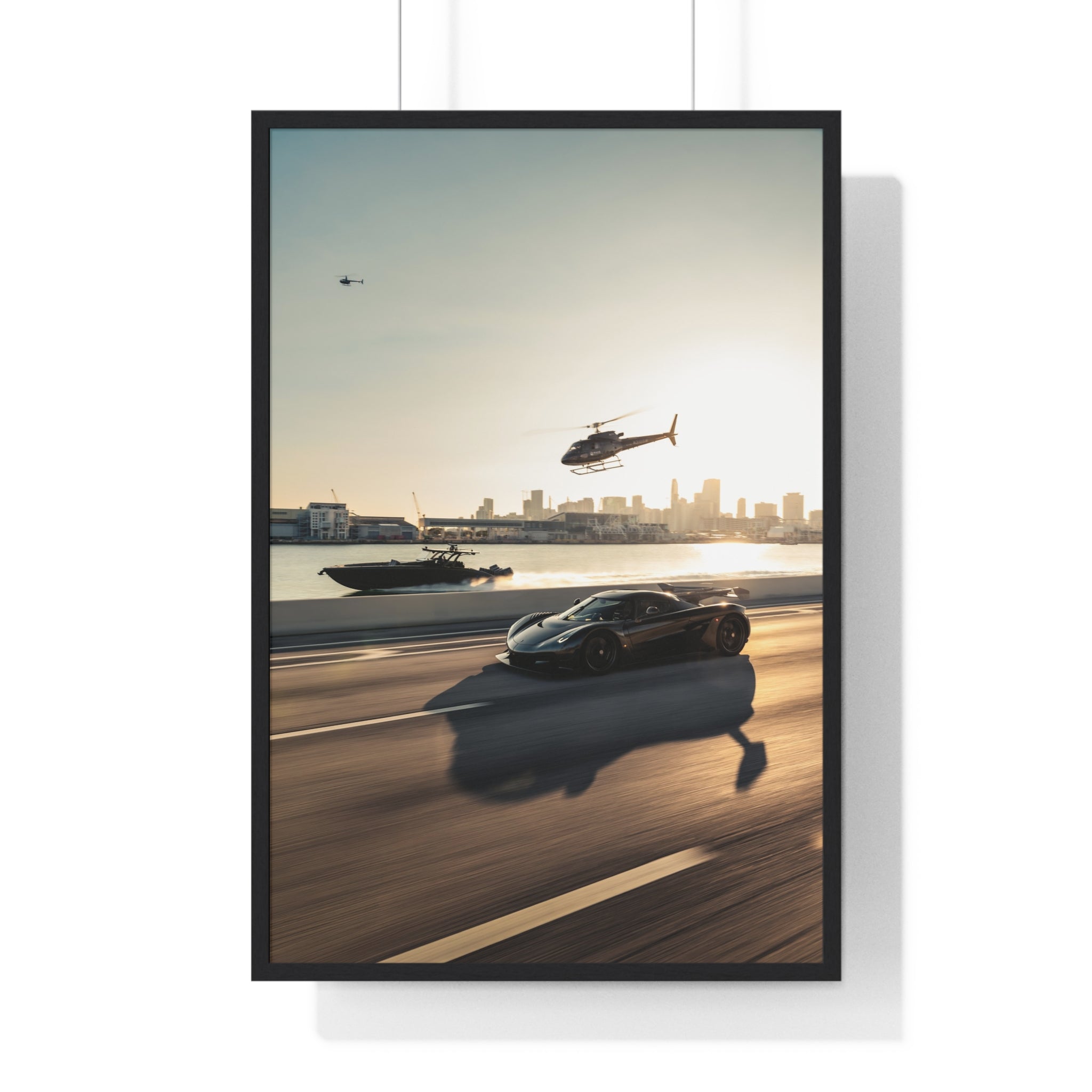 Jesko Yacht Hellicopter Framed Poster