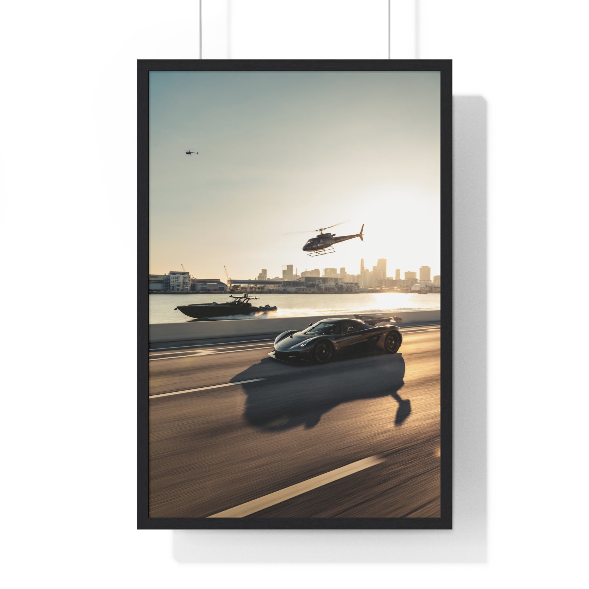 Jesko Yacht Hellicopter Framed Poster