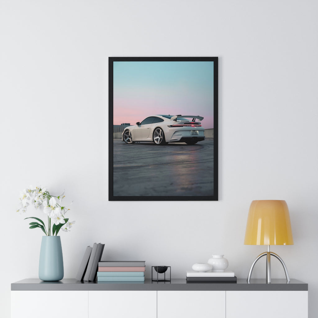 White 992 Porsche 911 GT3 Framed Poster