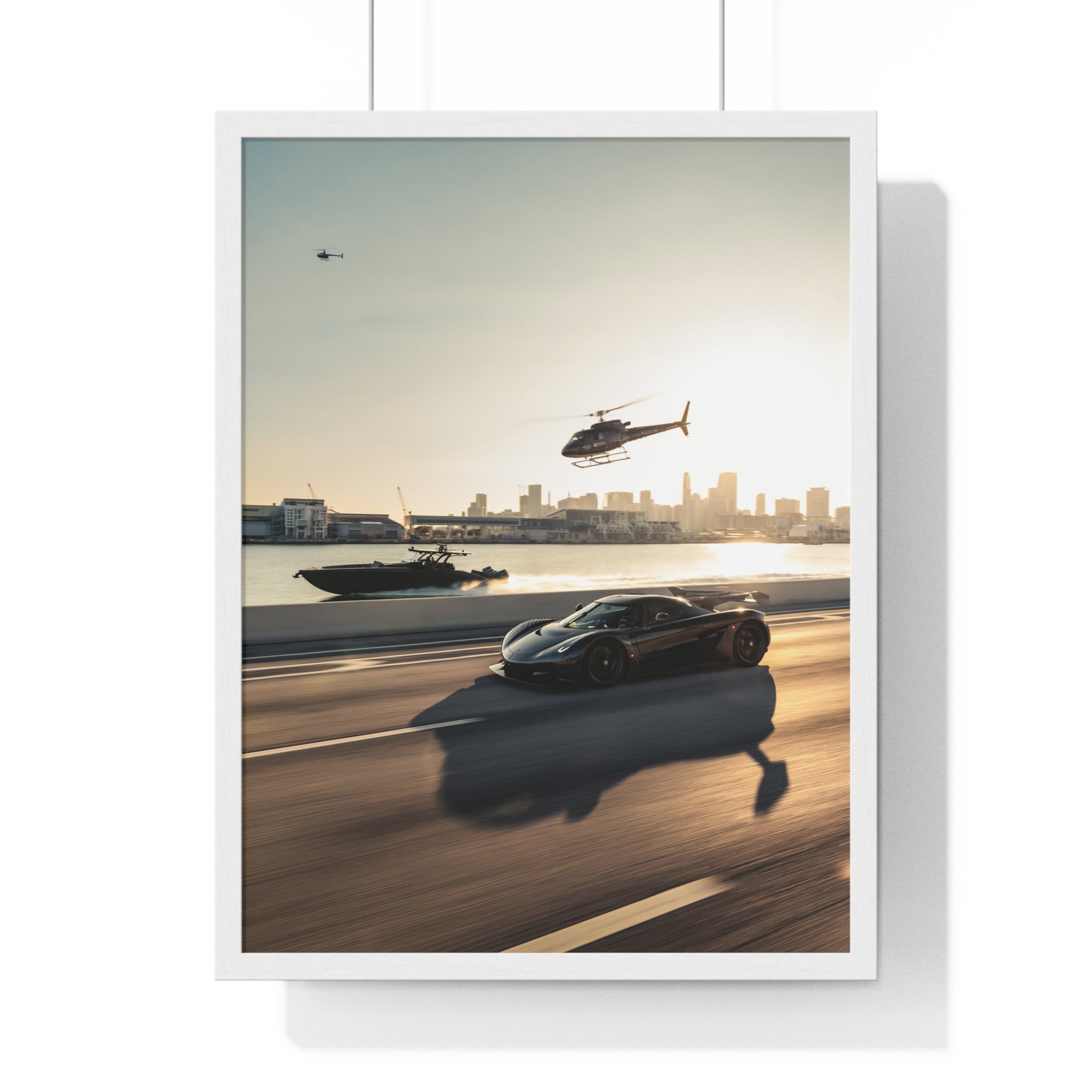 Jesko Yacht Hellicopter Framed Poster