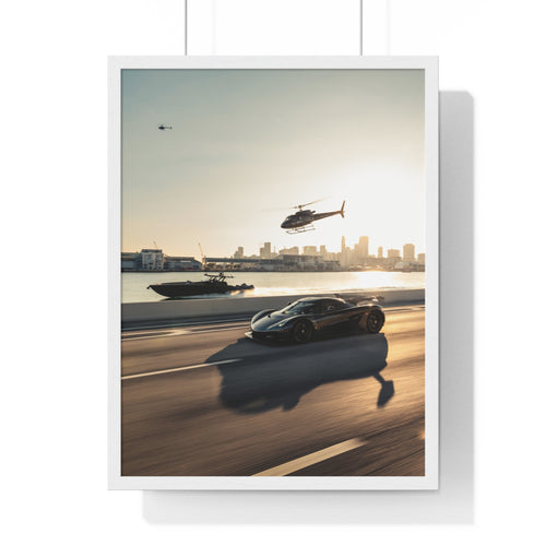 Jesko Yacht Hellicopter Framed Poster