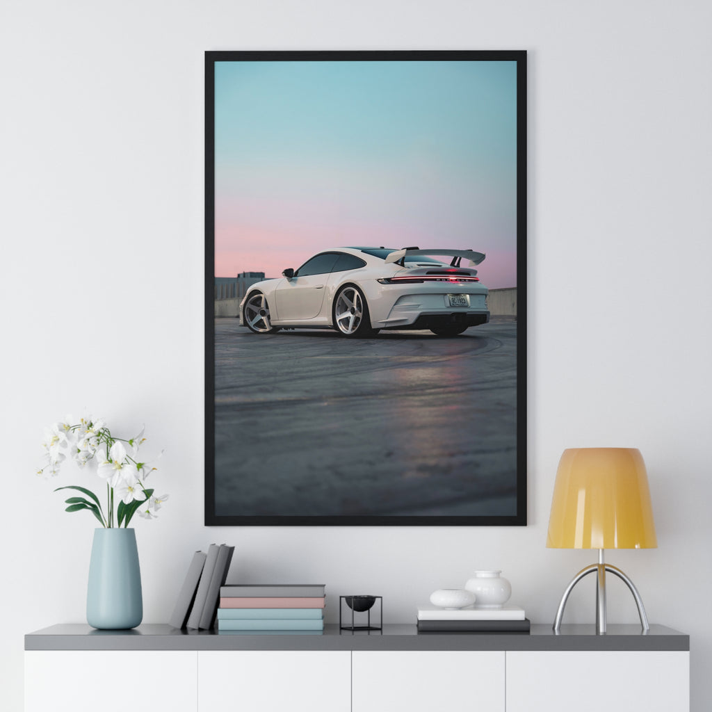 White 992 Porsche 911 GT3 Framed Poster