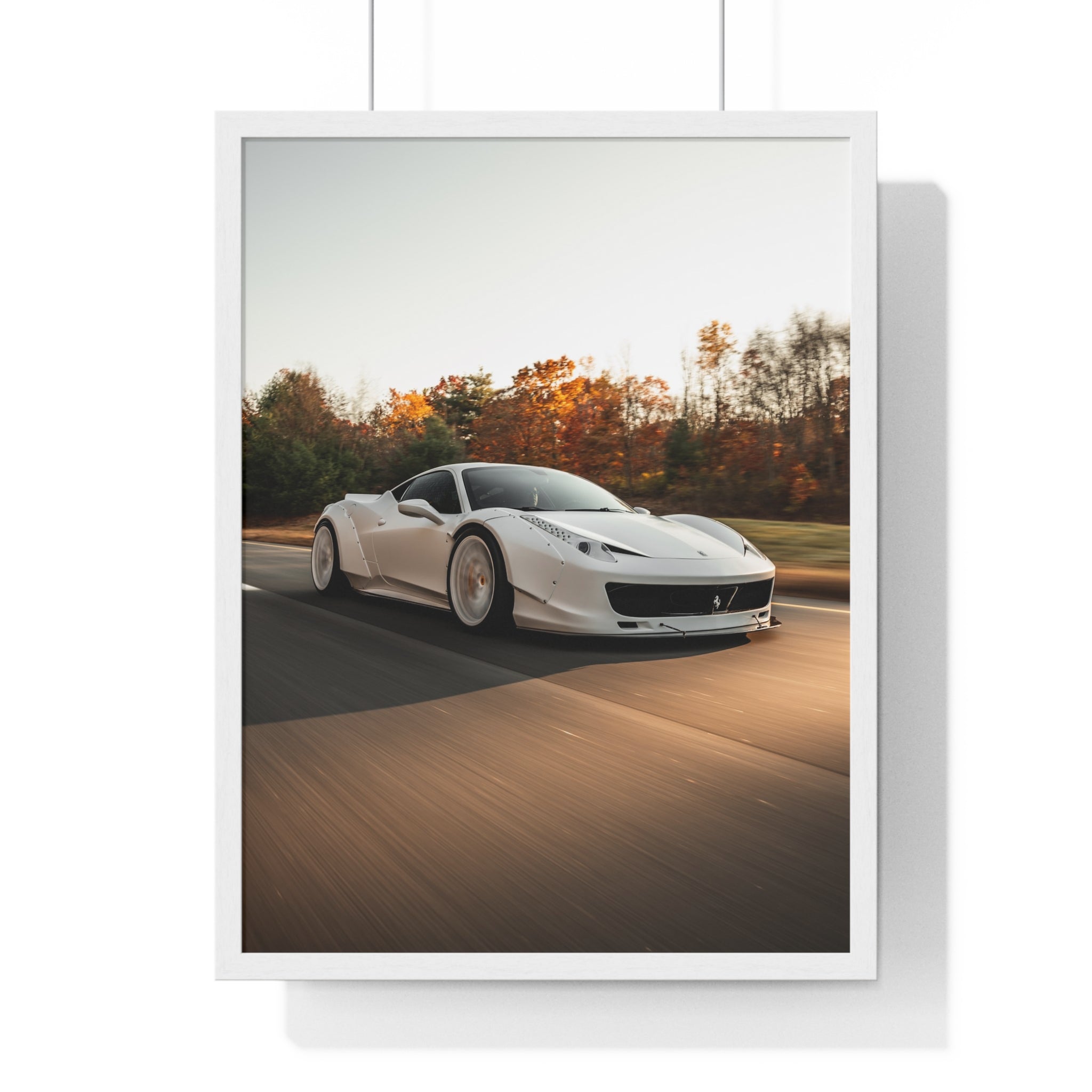 White LBWK Ferrari 458 Framed Poster