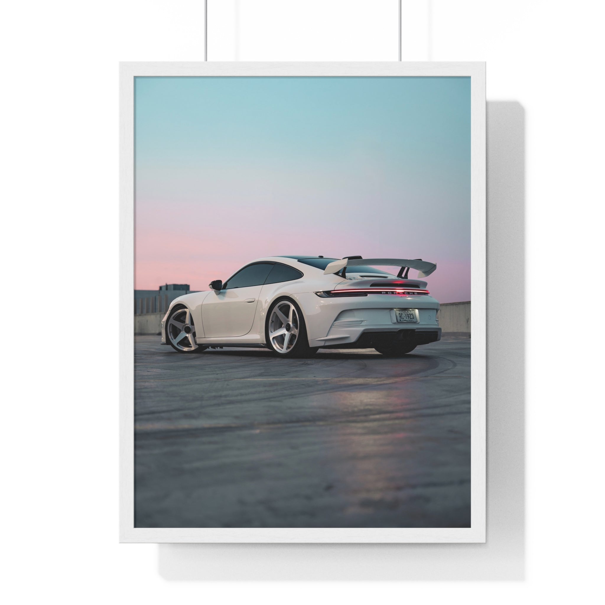 White 992 Porsche 911 GT3 Framed Poster