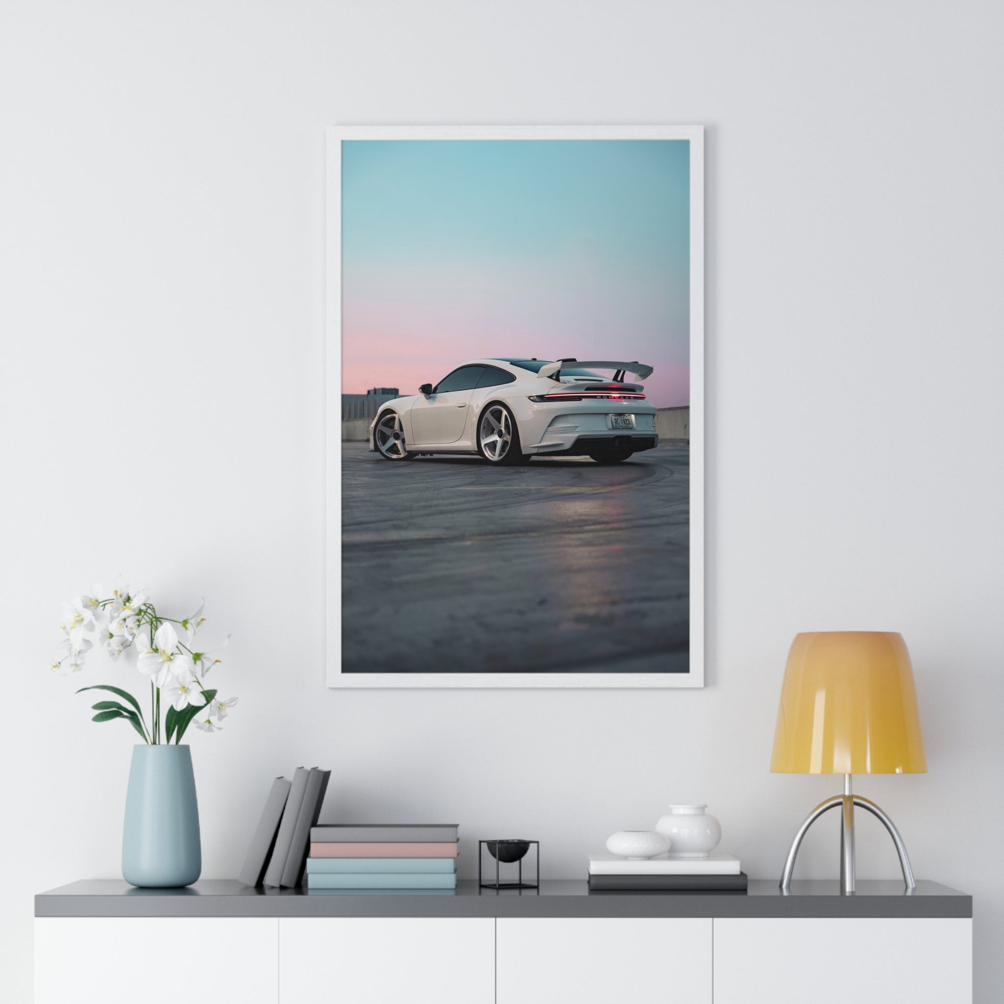 White 992 Porsche 911 GT3 Framed Poster