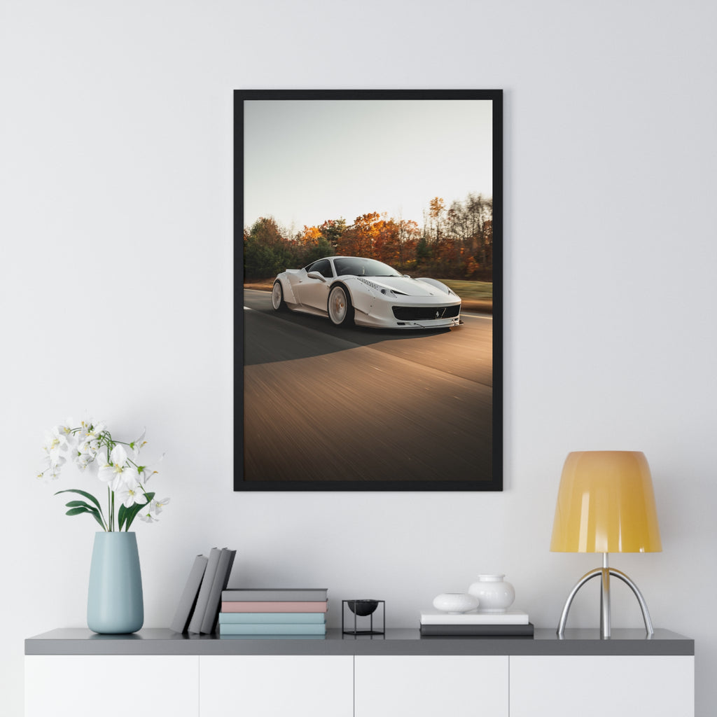 White LBWK Ferrari 458 Framed Poster