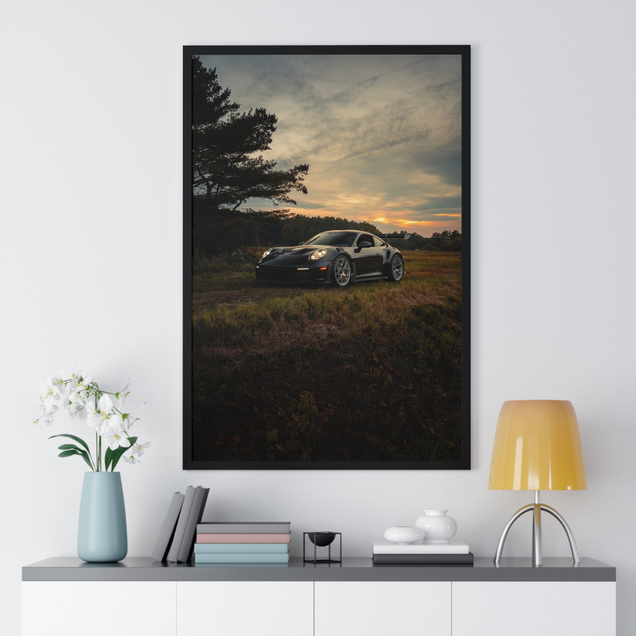 Green 992 Porsche GT3RS Framed Poster
