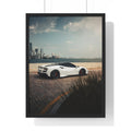 White Ferrari F8 Miami Framed Poster