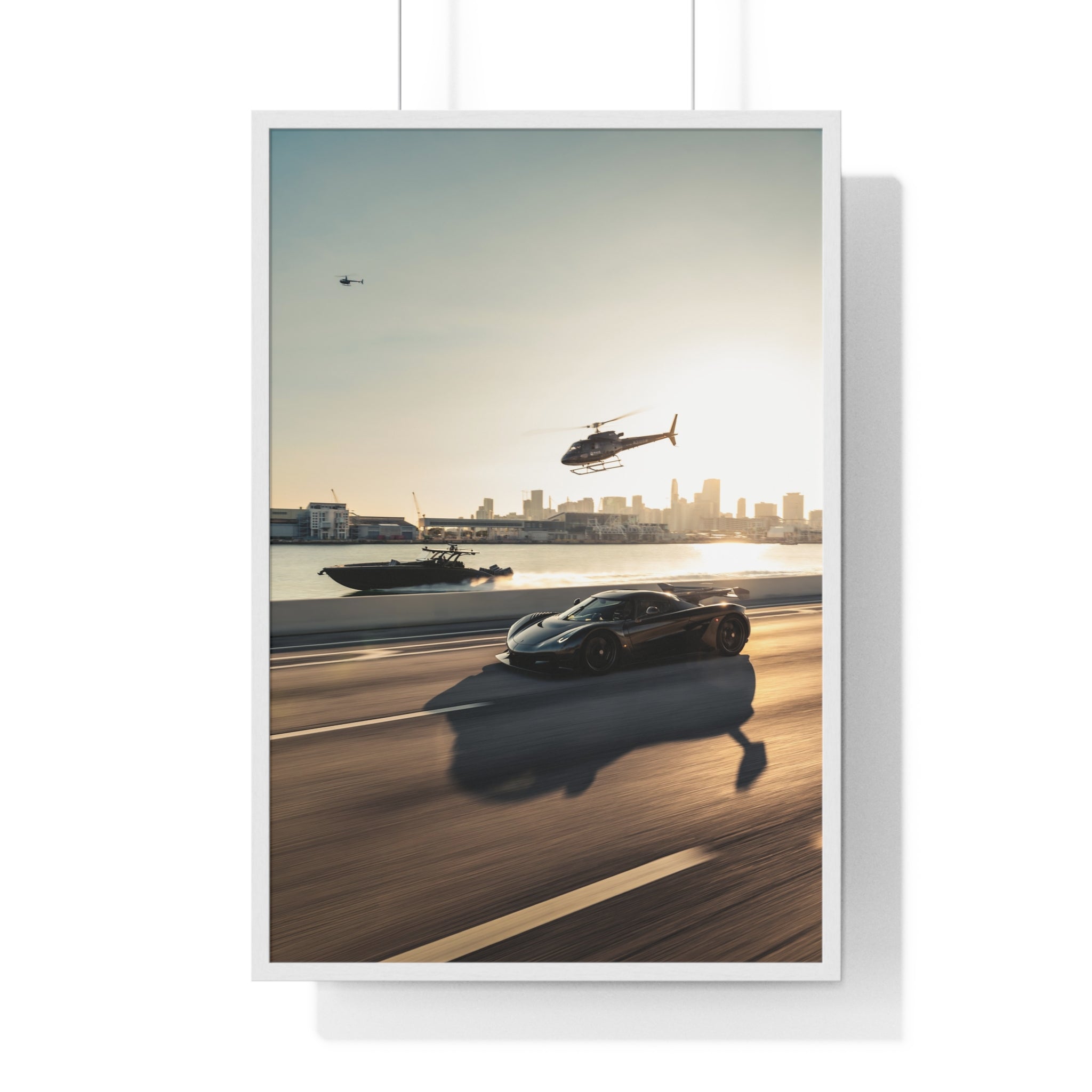 Jesko Yacht Hellicopter Framed Poster