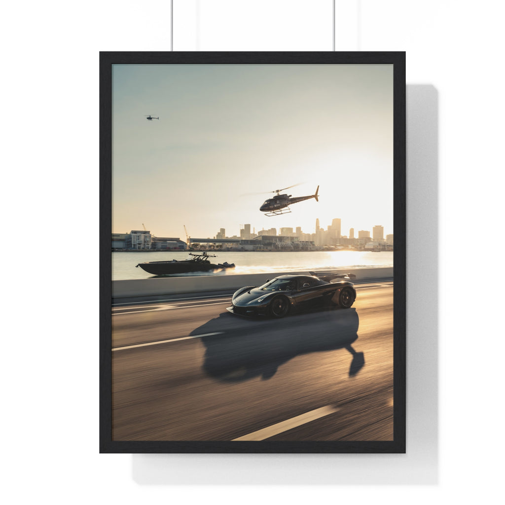 Jesko Yacht Hellicopter Framed Poster