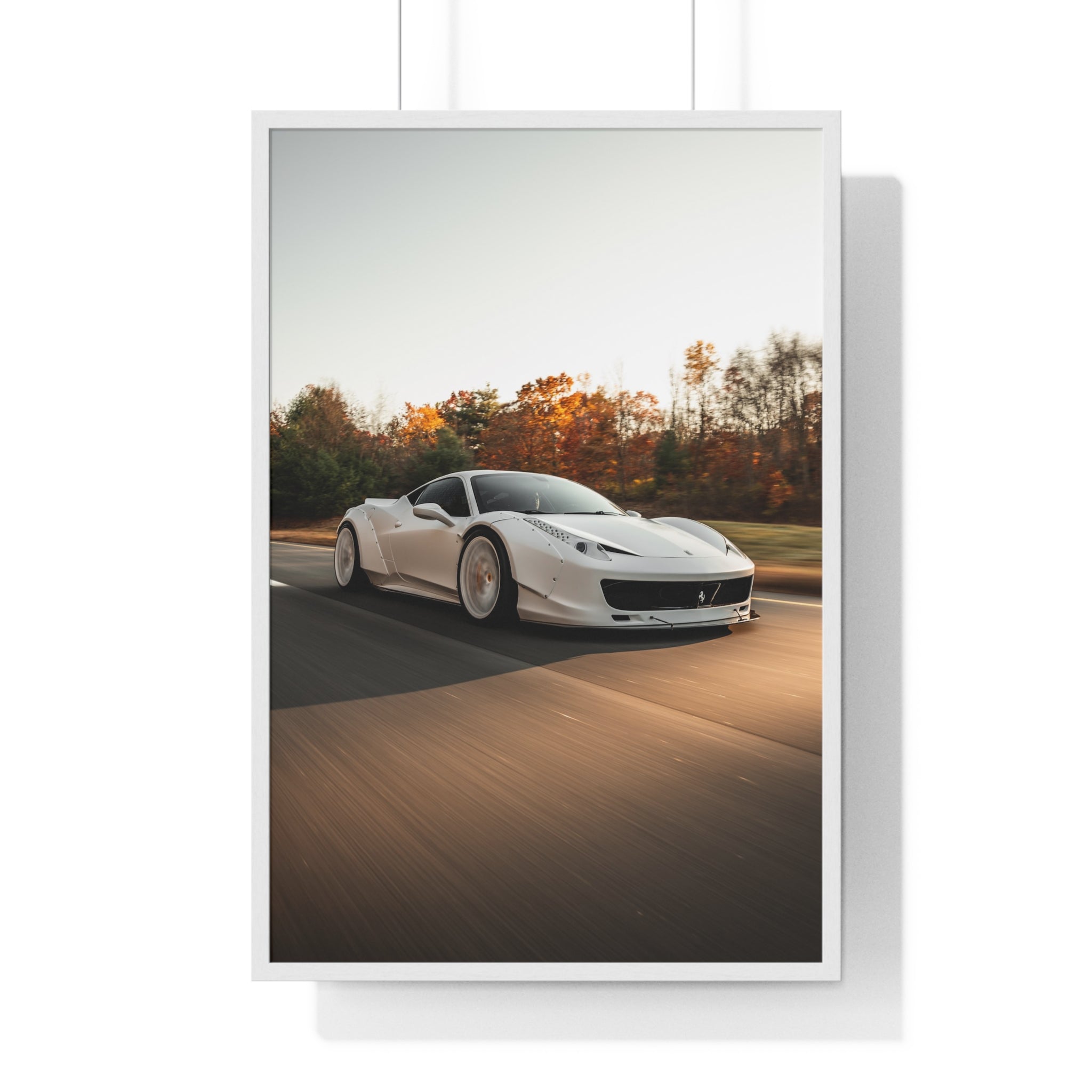 White LBWK Ferrari 458 Framed Poster