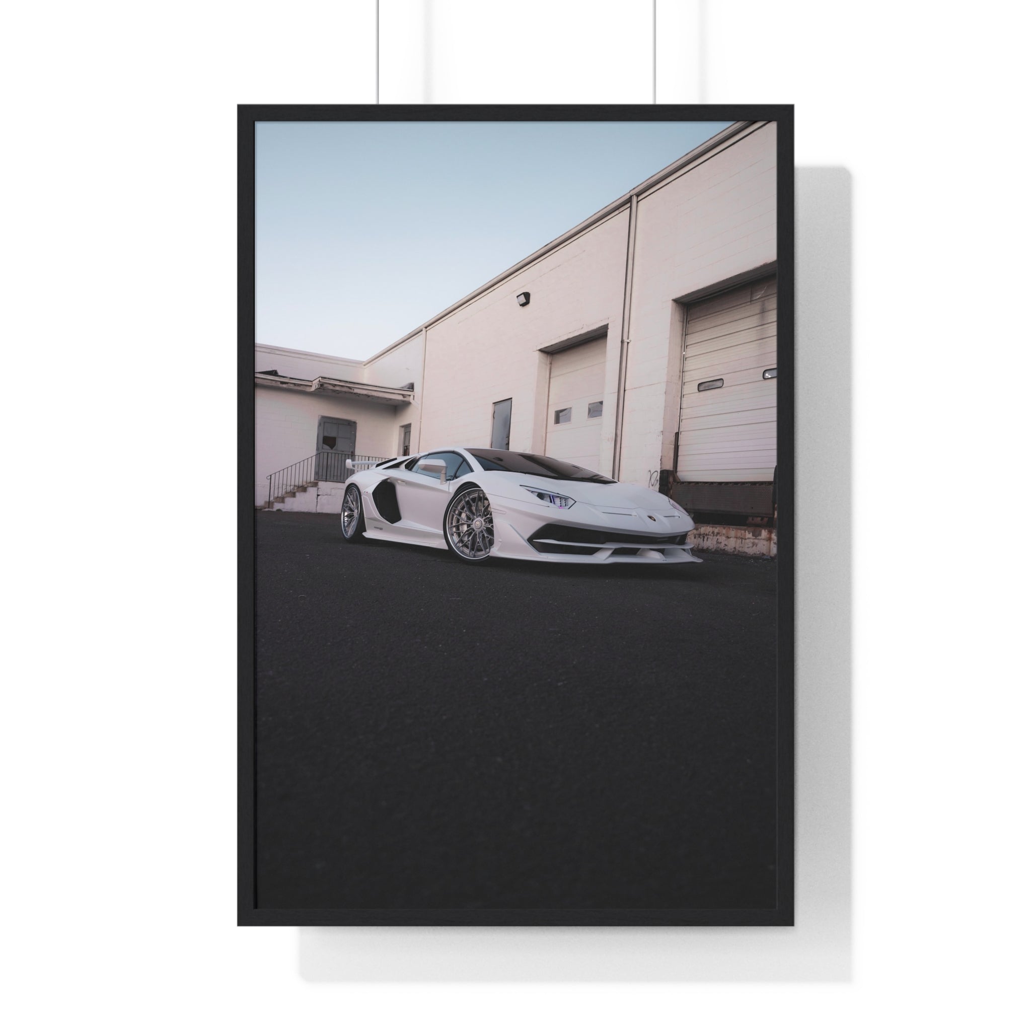 All White Lamborghini Aventador SVJ Framed Poster