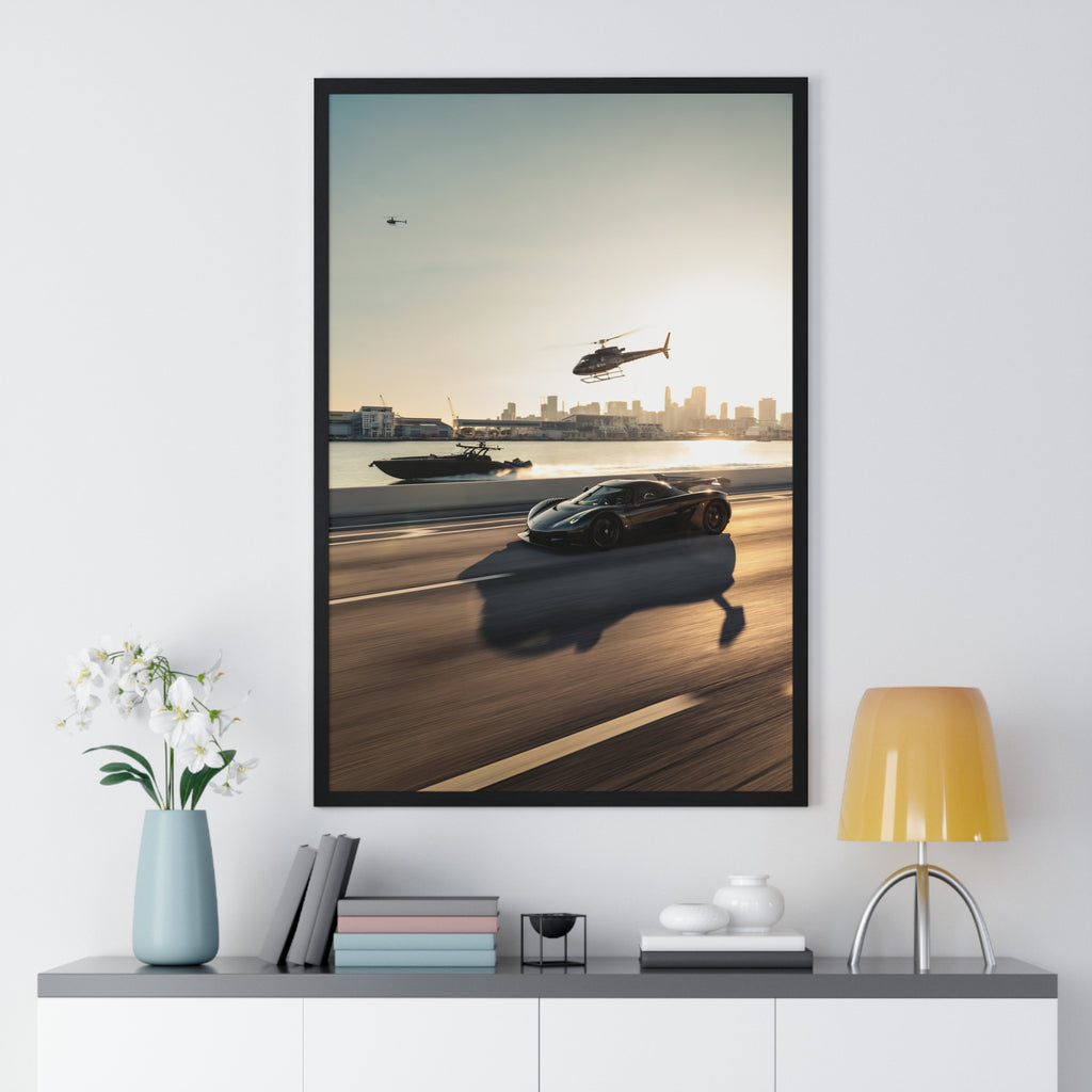 Jesko Yacht Hellicopter Framed Poster