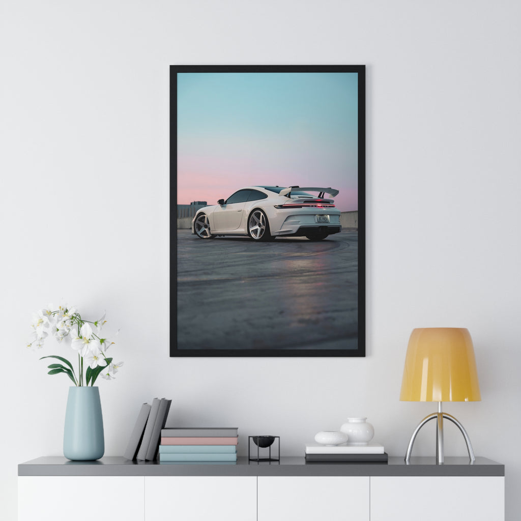 White 992 Porsche 911 GT3 Framed Poster