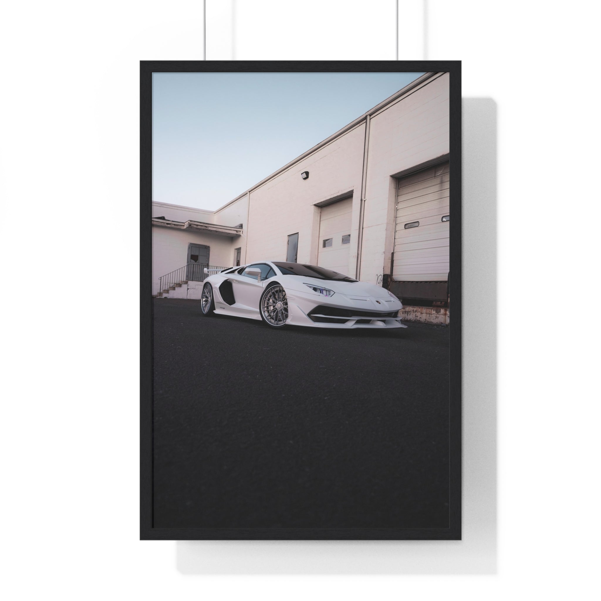 All White Lamborghini Aventador SVJ Framed Poster