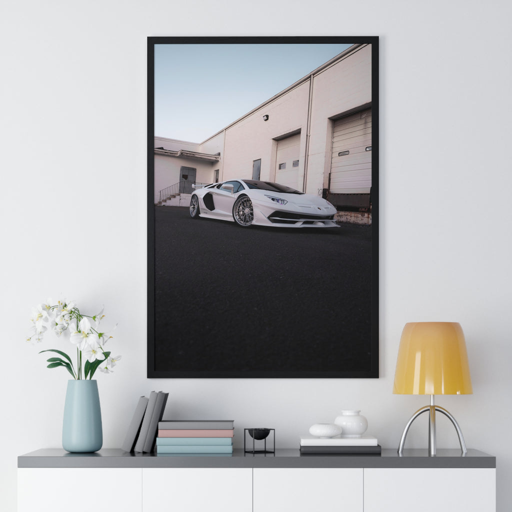 All White Lamborghini Aventador SVJ Framed Poster