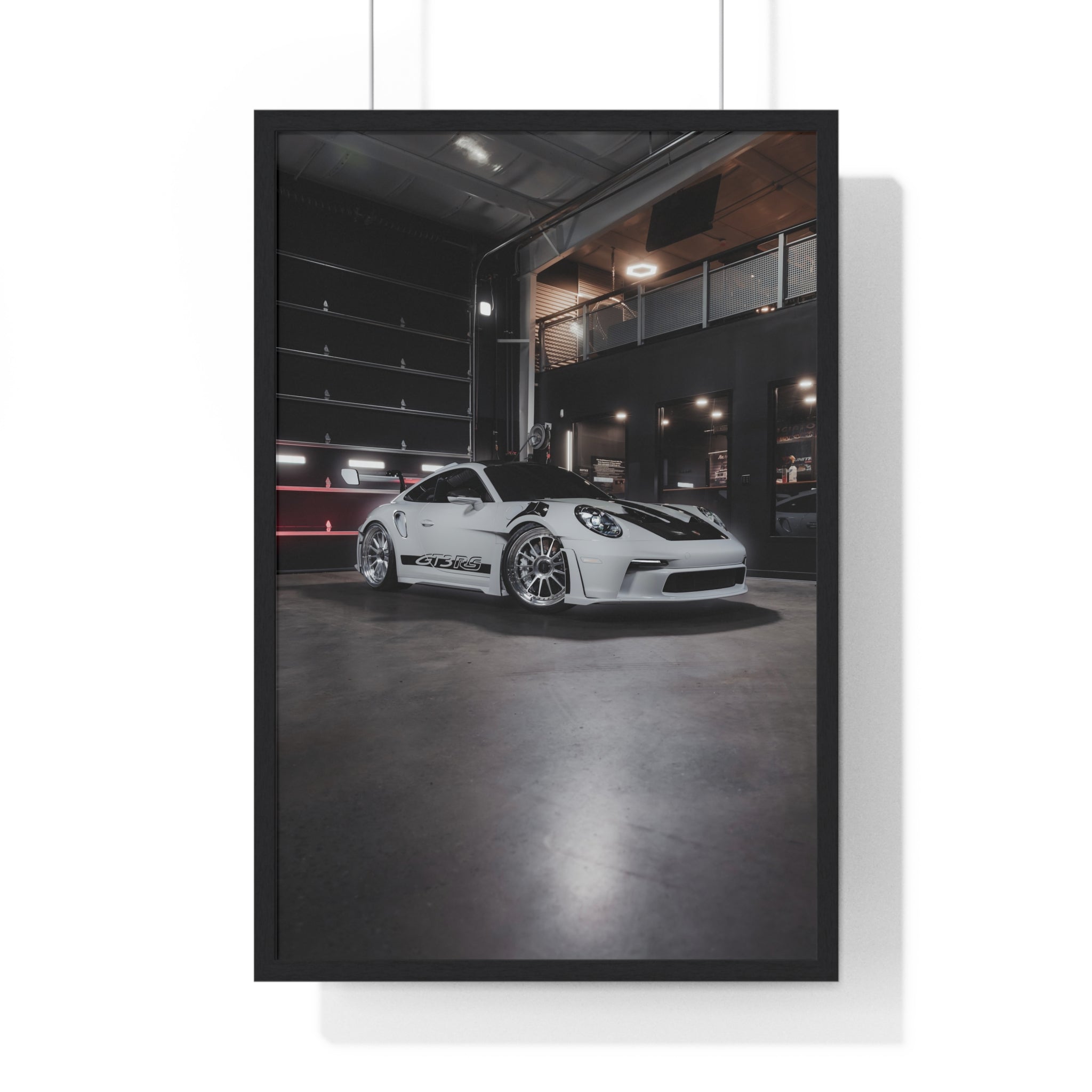 White 992 Porsche 911 GT3RS Composite Framed Poster