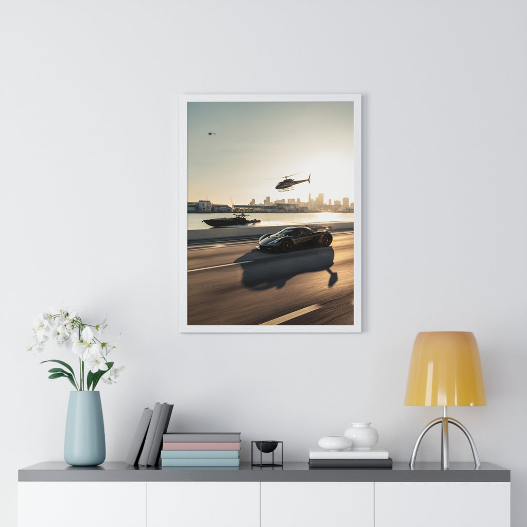 Jesko Yacht Hellicopter Framed Poster