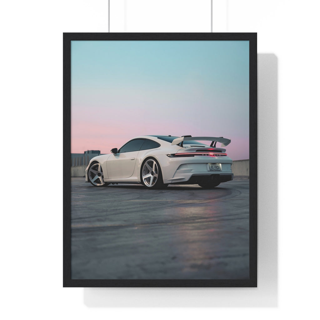 White 992 Porsche 911 GT3 Framed Poster