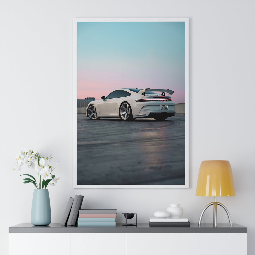 White 992 Porsche 911 GT3 Framed Poster