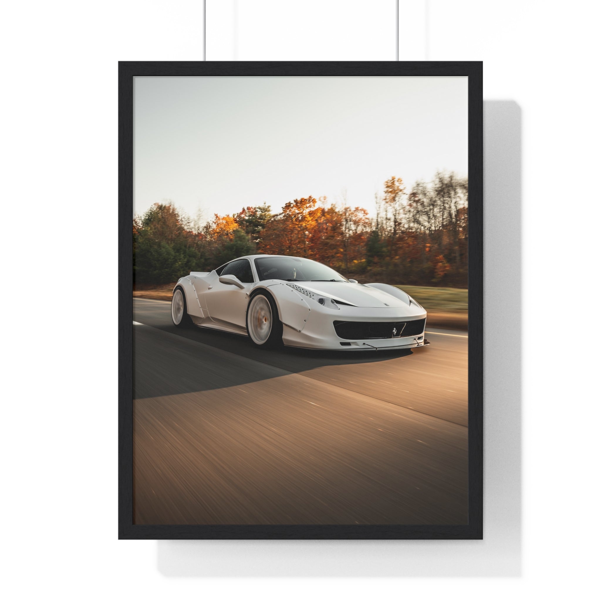 White LBWK Ferrari 458 Framed Poster
