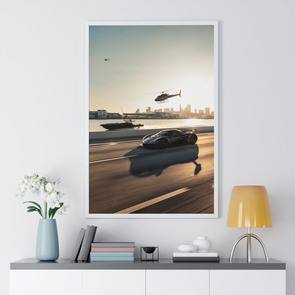 Jesko Yacht Hellicopter Framed Poster