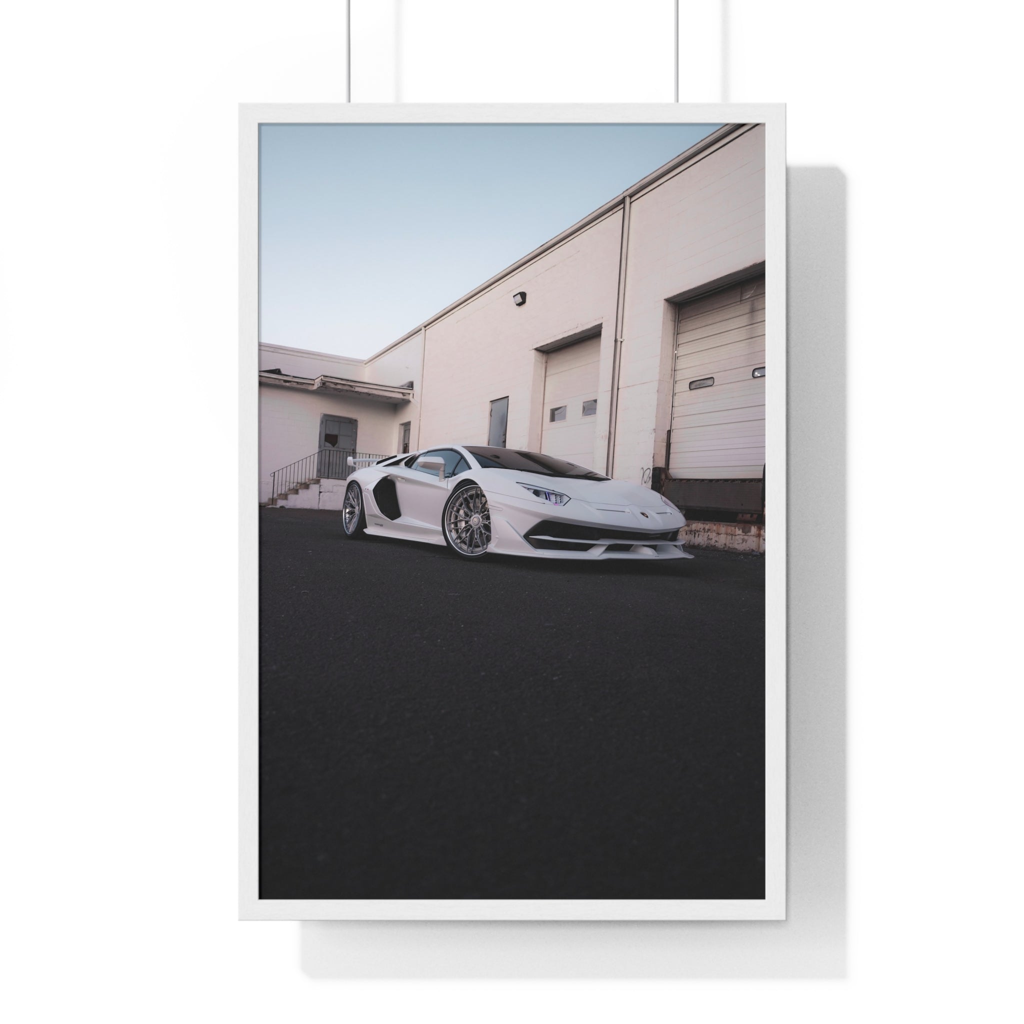All White Lamborghini Aventador SVJ Framed Poster