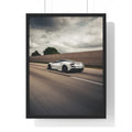 White Ferrari F8 Roller Framed Poster