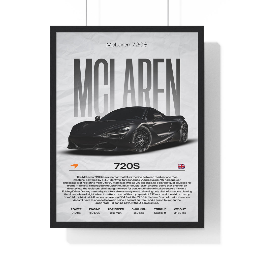 Black McLaren 720S Framed Graphic Poster